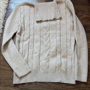 Cream Cowl Neck Cable Knit Sweater